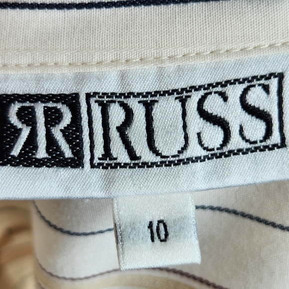Russ Off-White w/ Stripes & Lace Button Down Top Size 10 - Picture 6 of 10